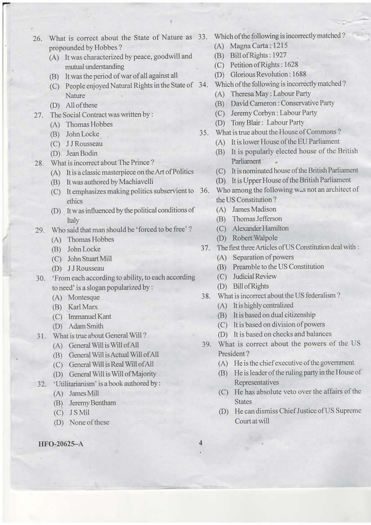 KUET 2024 M.A. Political Science Question Paper - Page 33