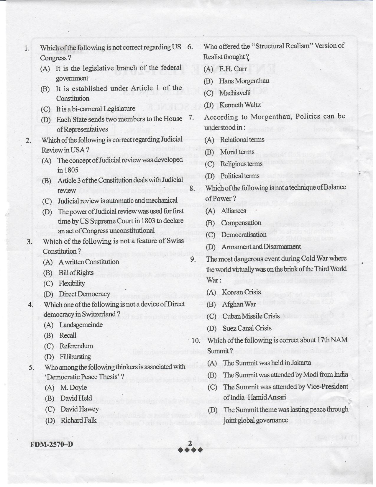 KUET 2024 M.A. Political Science Question Paper - Page 36