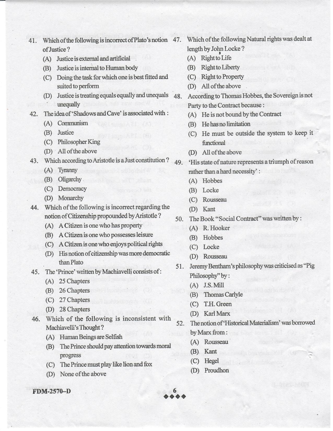 KUET 2024 M.A. Political Science Question Paper - Page 40