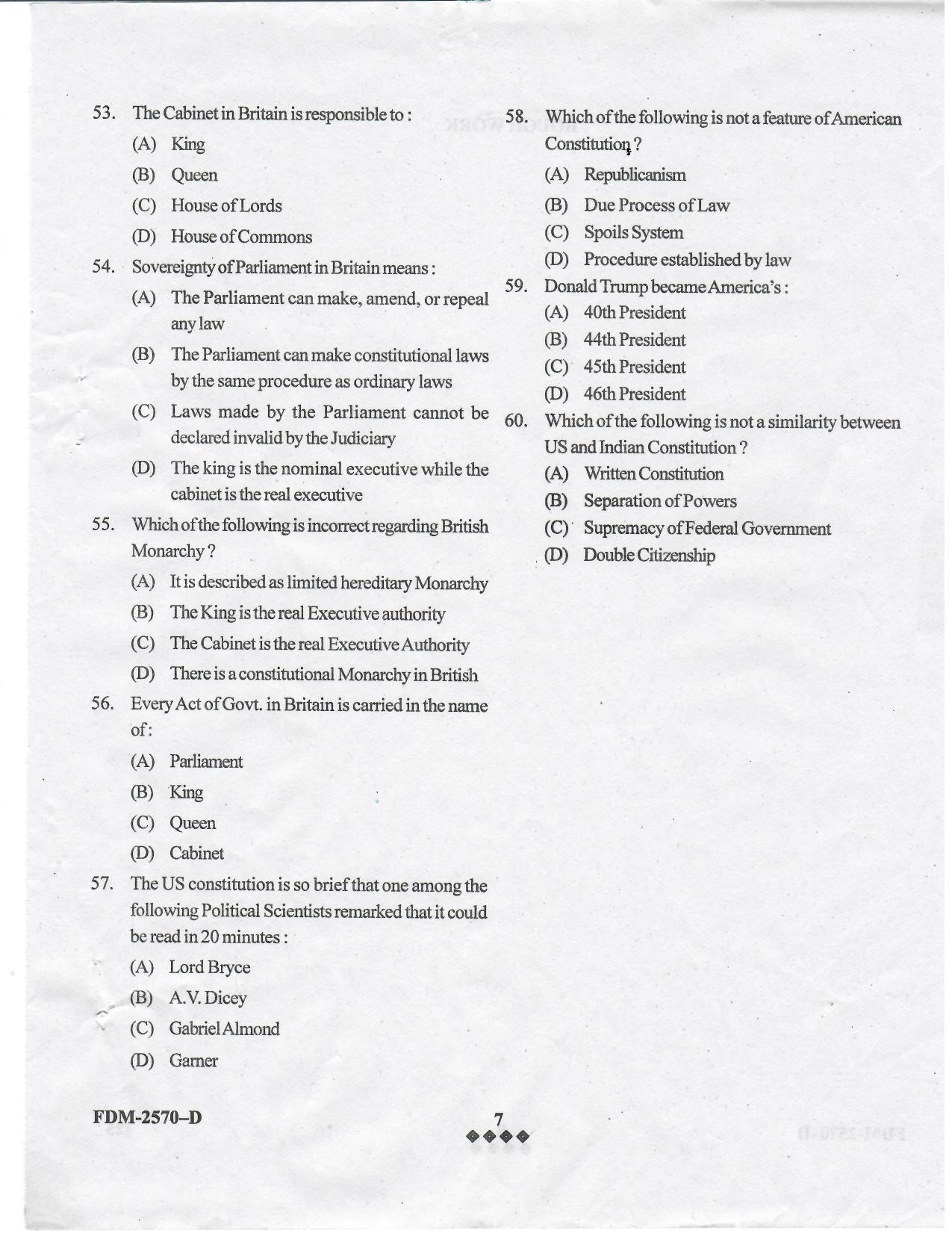 KUET 2024 M.A. Political Science Question Paper - Page 41