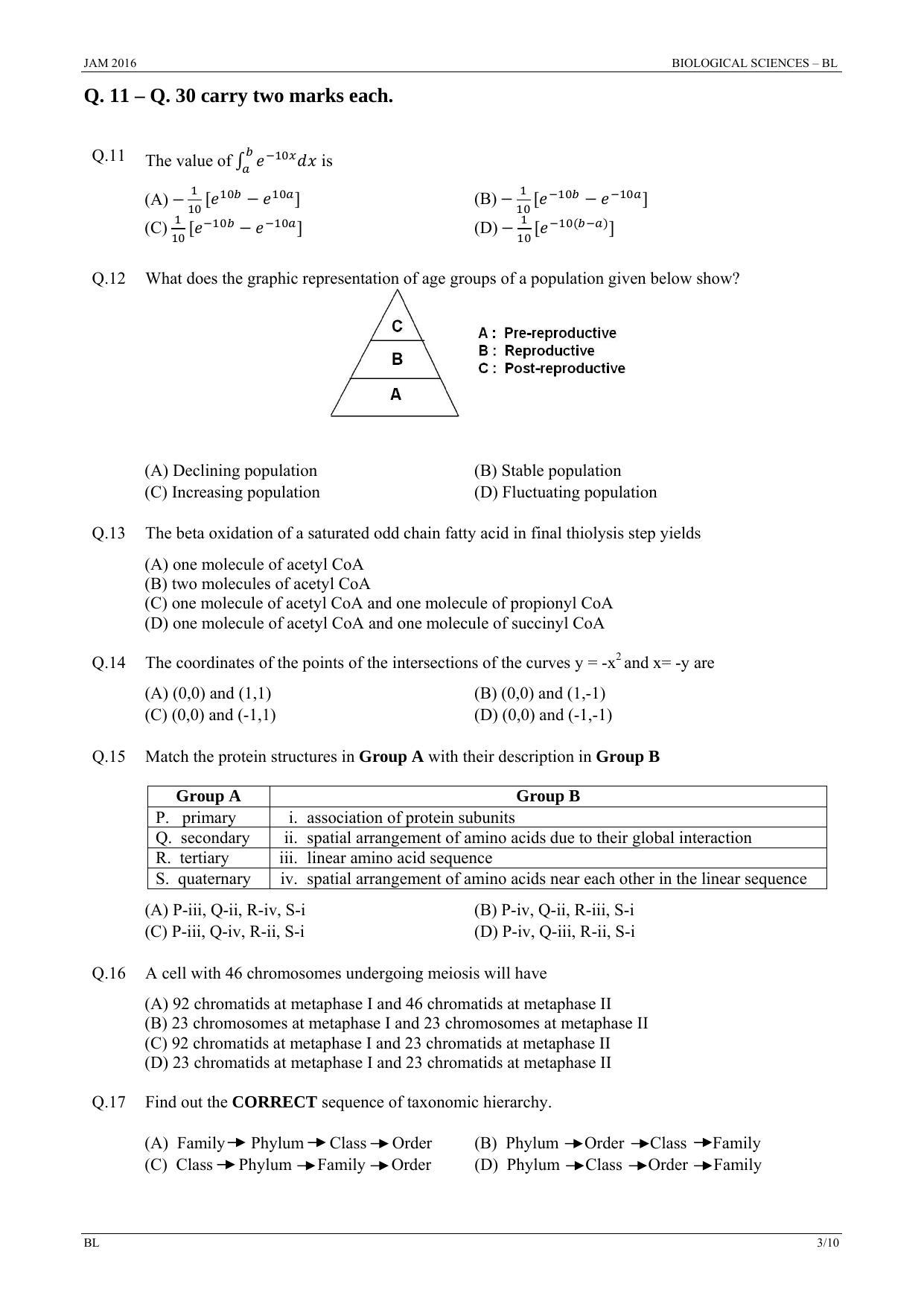 JAM 2016: BL Question Paper - Page 2