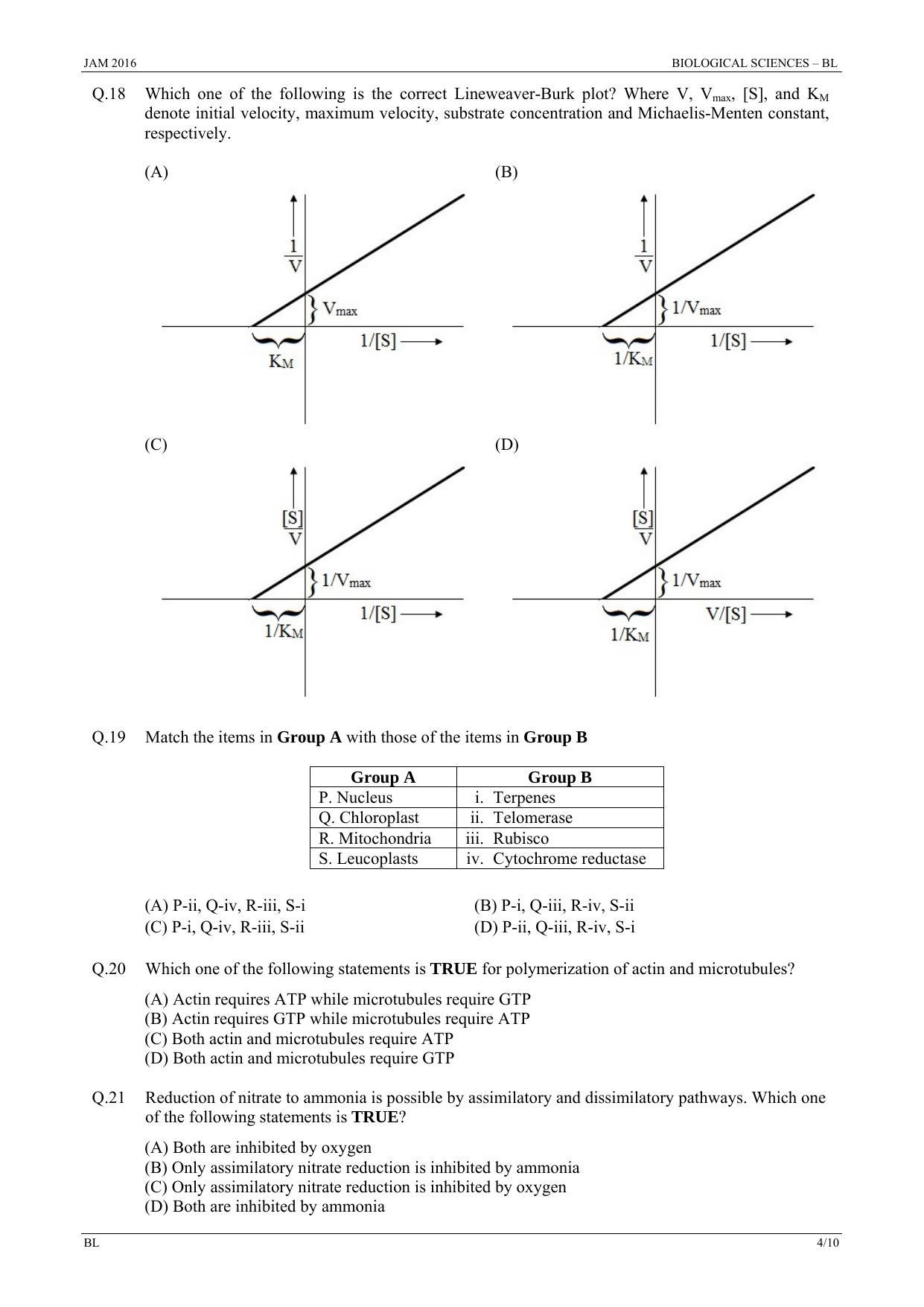JAM 2016: BL Question Paper - Page 3