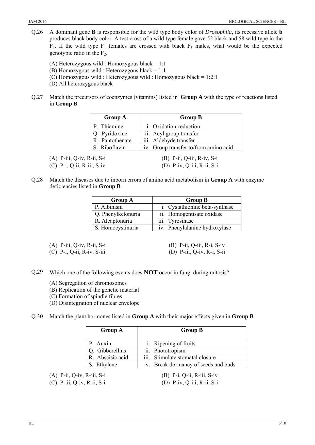 JAM 2016: BL Question Paper - Page 5
