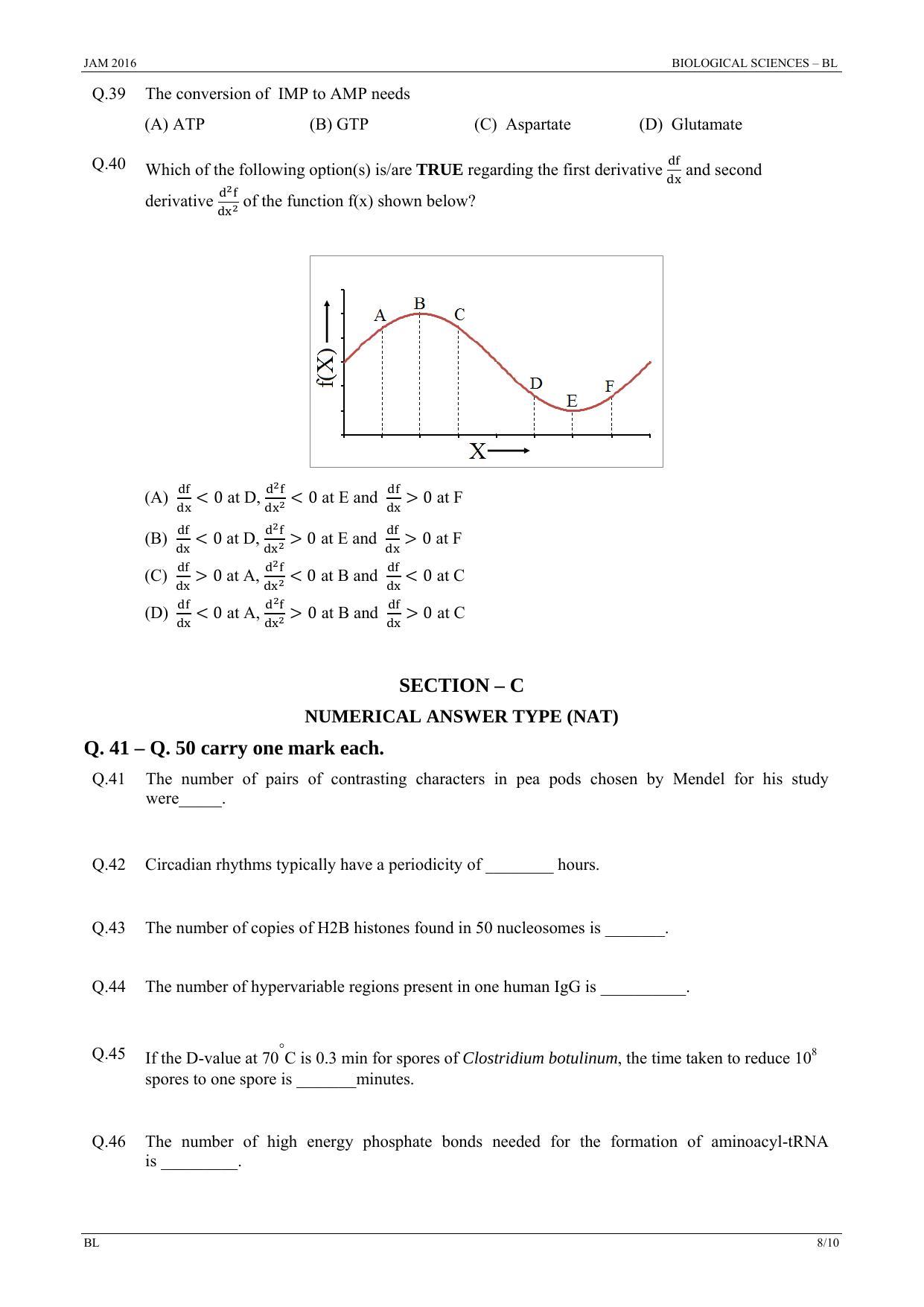 JAM 2016: BL Question Paper - Page 7