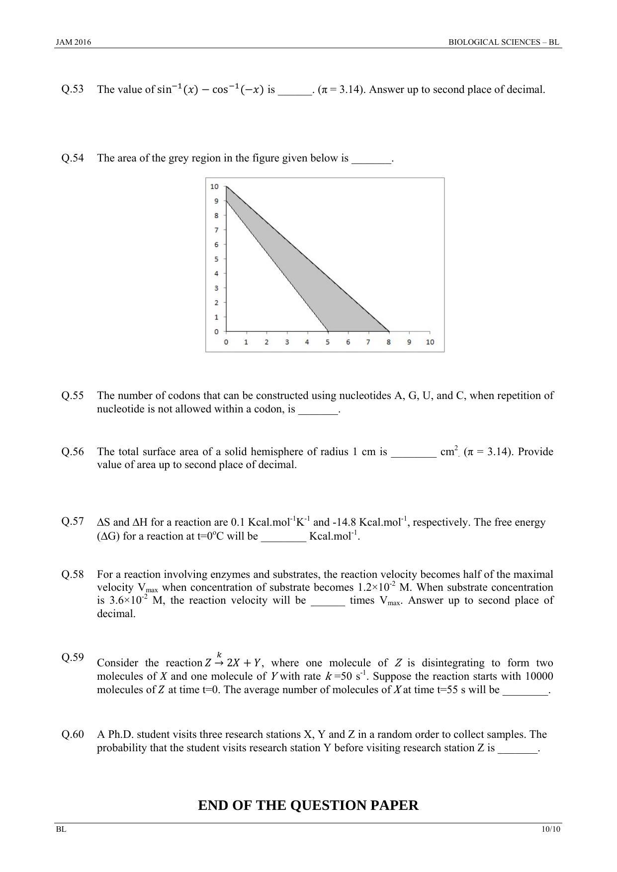 JAM 2016: BL Question Paper - Page 9