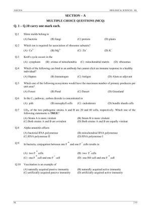 JAM 2016: BL Question Paper