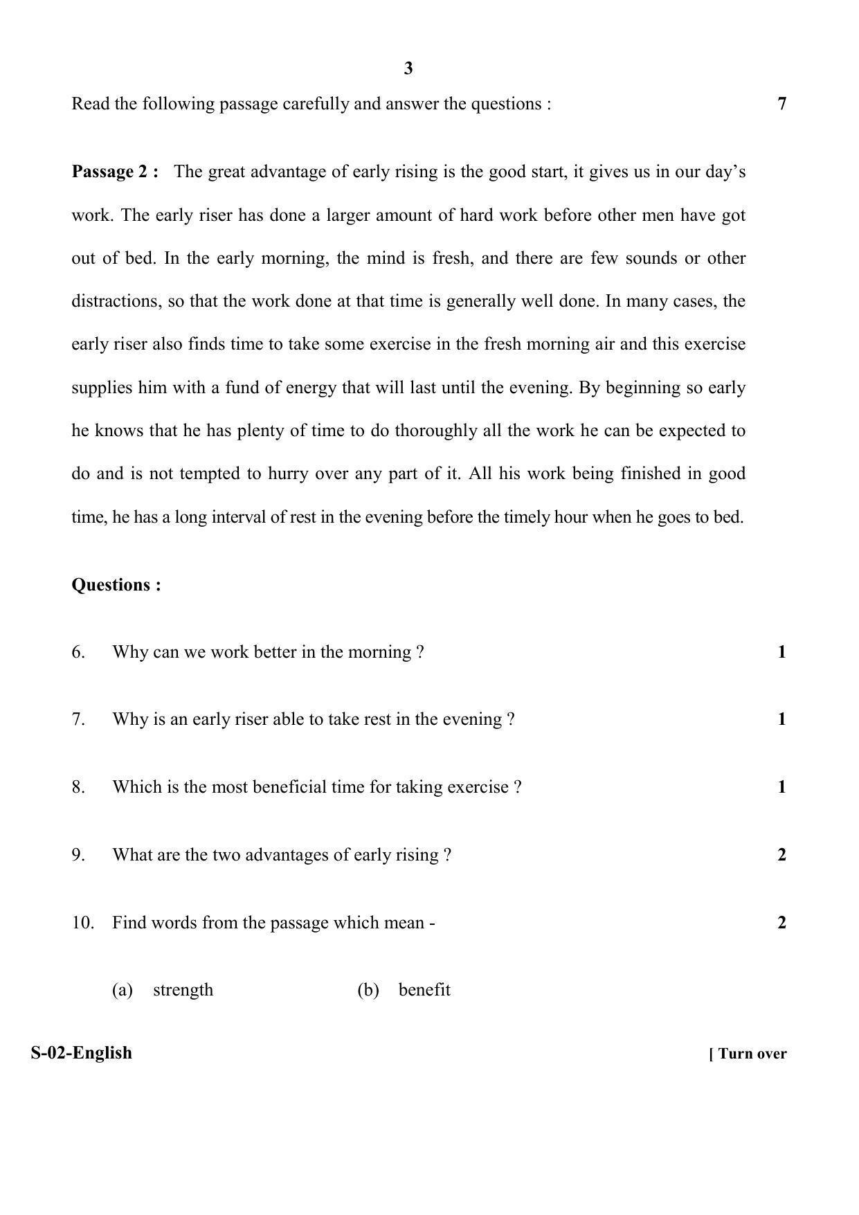 RBSE Class 10 English (D&D) 2018 Question Paper - Page 3