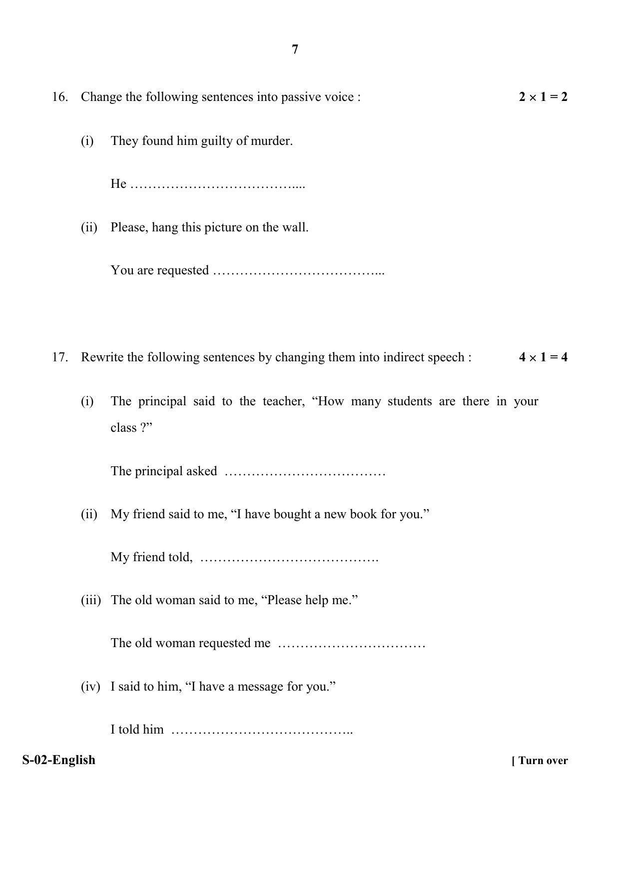 RBSE Class 10 English (D&D) 2018 Question Paper - Page 7