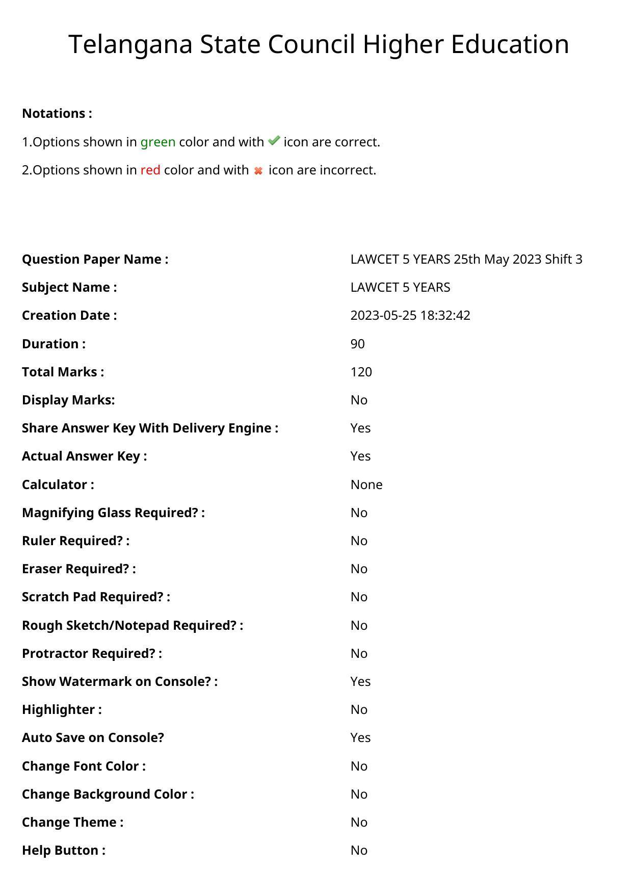 TS LAWCET 2023 LAWCET 5 YEARS Question Paper - Page 1