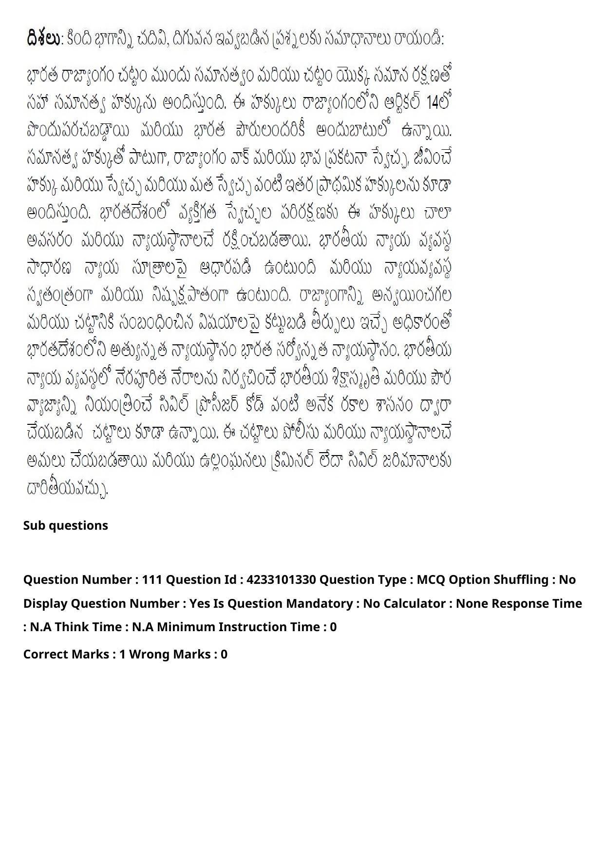 TS LAWCET 2023 LAWCET 5 YEARS Question Paper - Page 114