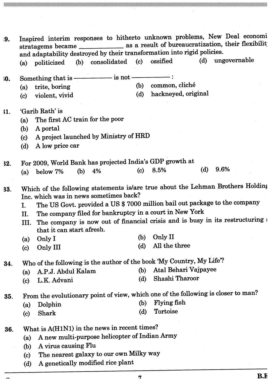  JKBOPEE B.Ed 2009 Question Paper - Page 7