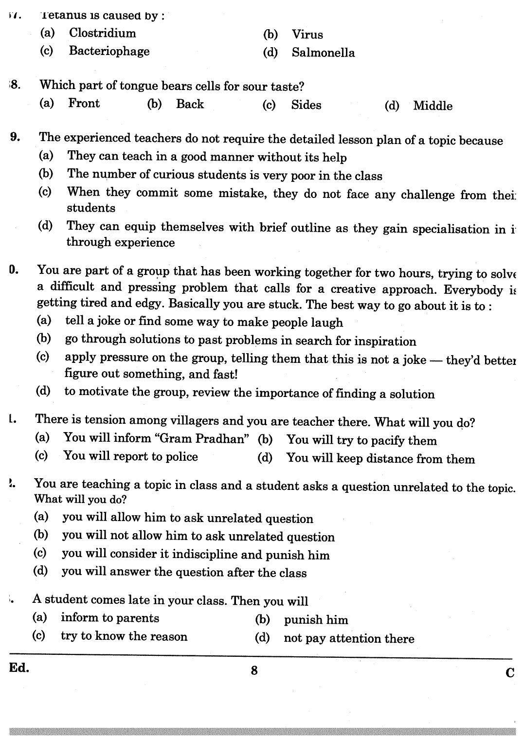  JKBOPEE B.Ed 2009 Question Paper - Page 8