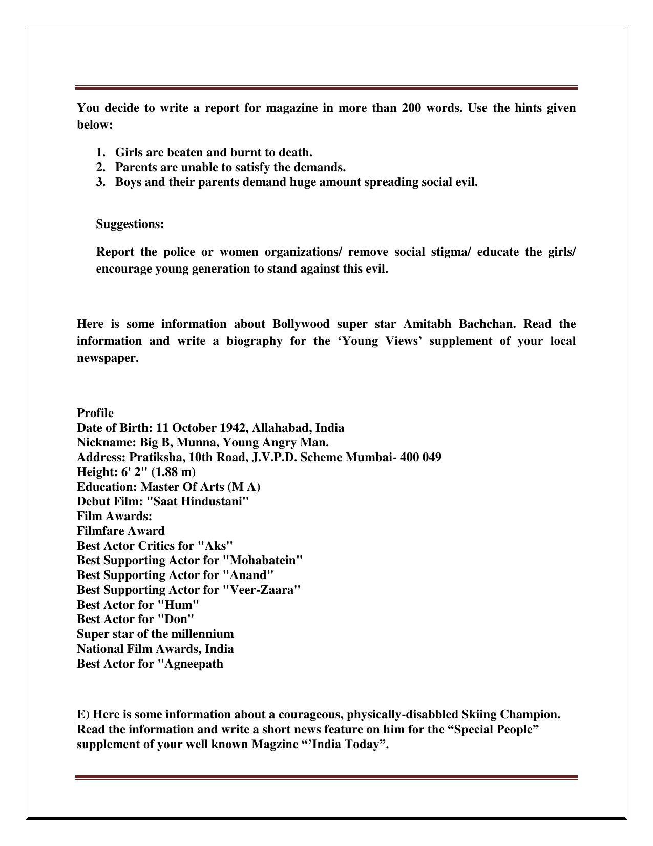 CBSE Class 8 English Worksheet Writing Task Part B Assignment - Page 2
