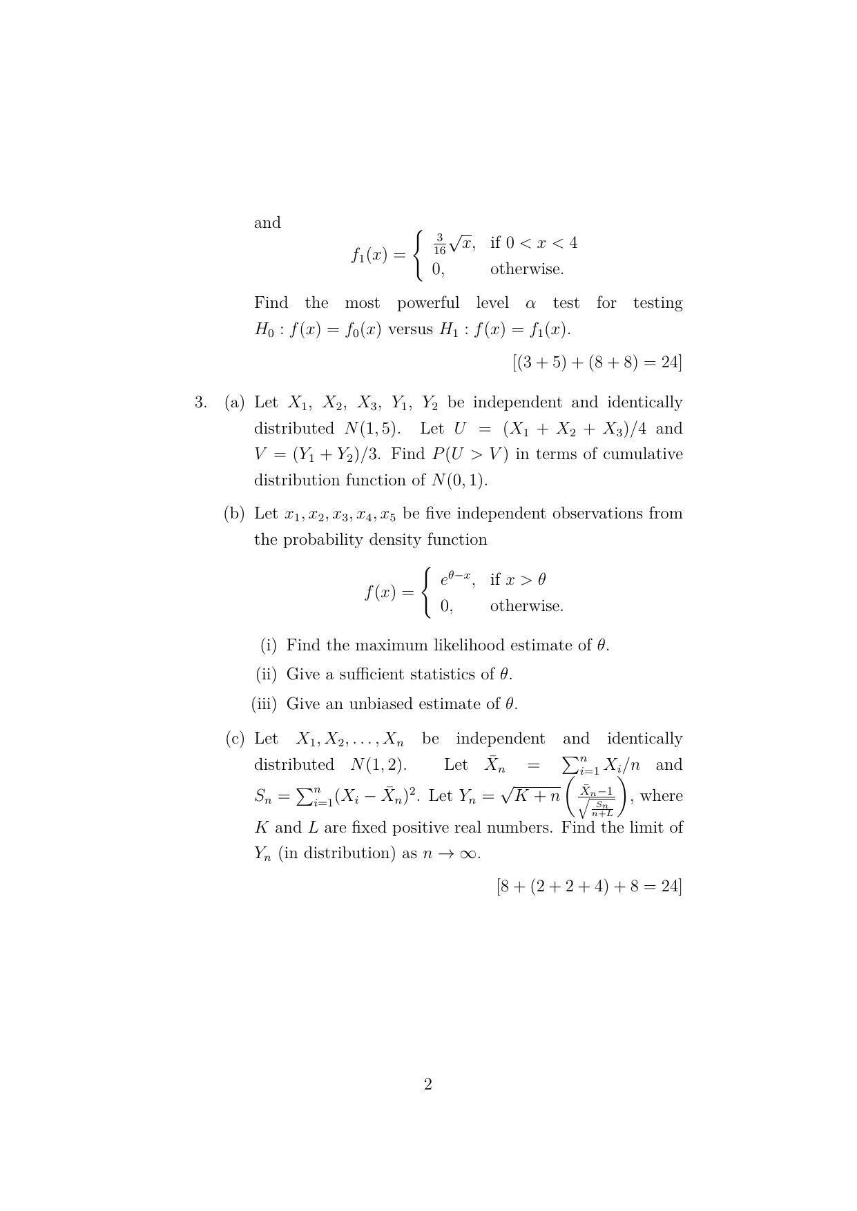 ISI Admission Test JRF in Quality, Reliability and Operations Research QRB 2022 Sample Paper - Page 2
