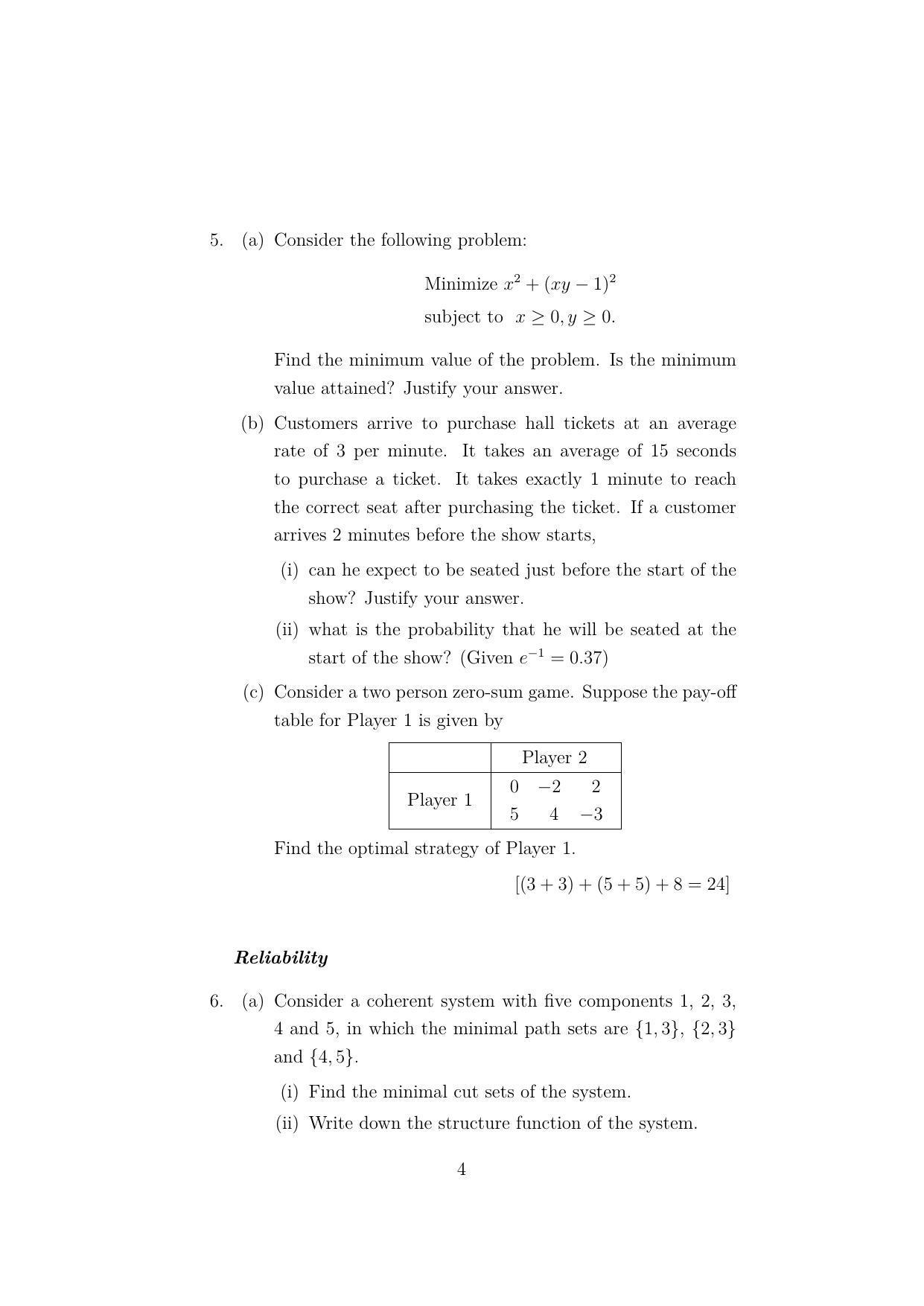 ISI Admission Test JRF in Quality, Reliability and Operations Research QRB 2022 Sample Paper - Page 4