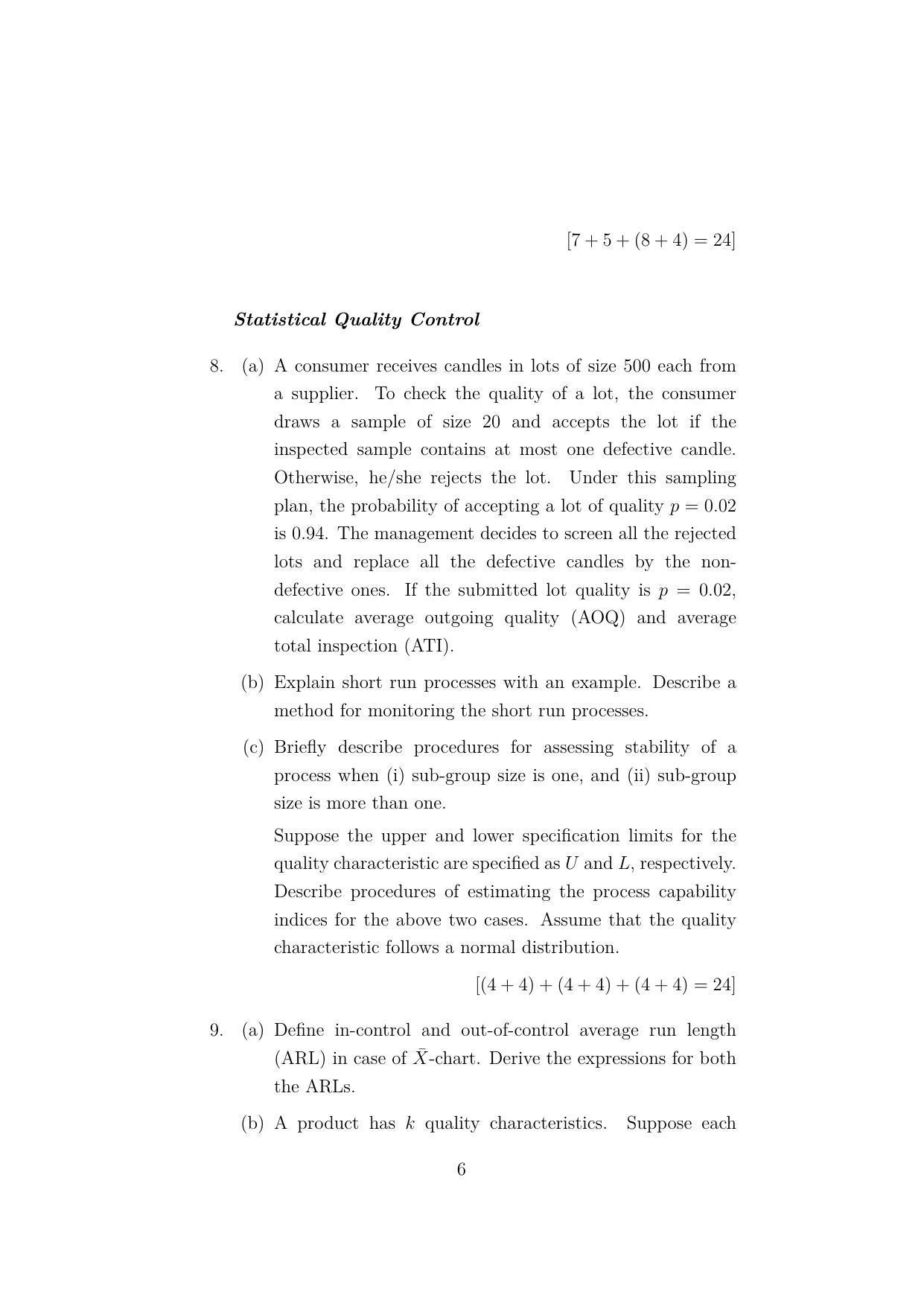 ISI Admission Test JRF in Quality, Reliability and Operations Research QRB 2022 Sample Paper - Page 6