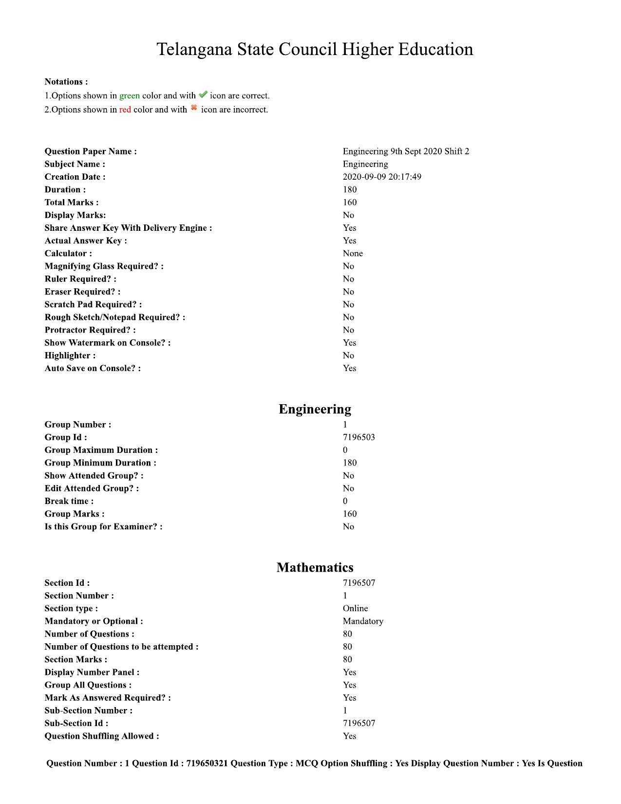 TS EAMCET 2020 Engineering Question Paper with Key (9 Sep.2020 Afternoon) - Page 1