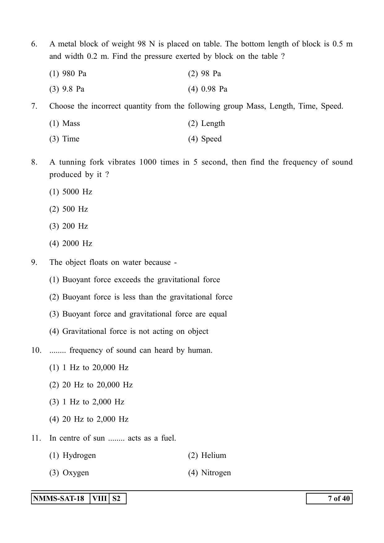 SAT URDU 2018-19 Class 8 Maharashtra NMMS Question Papers - Page 7