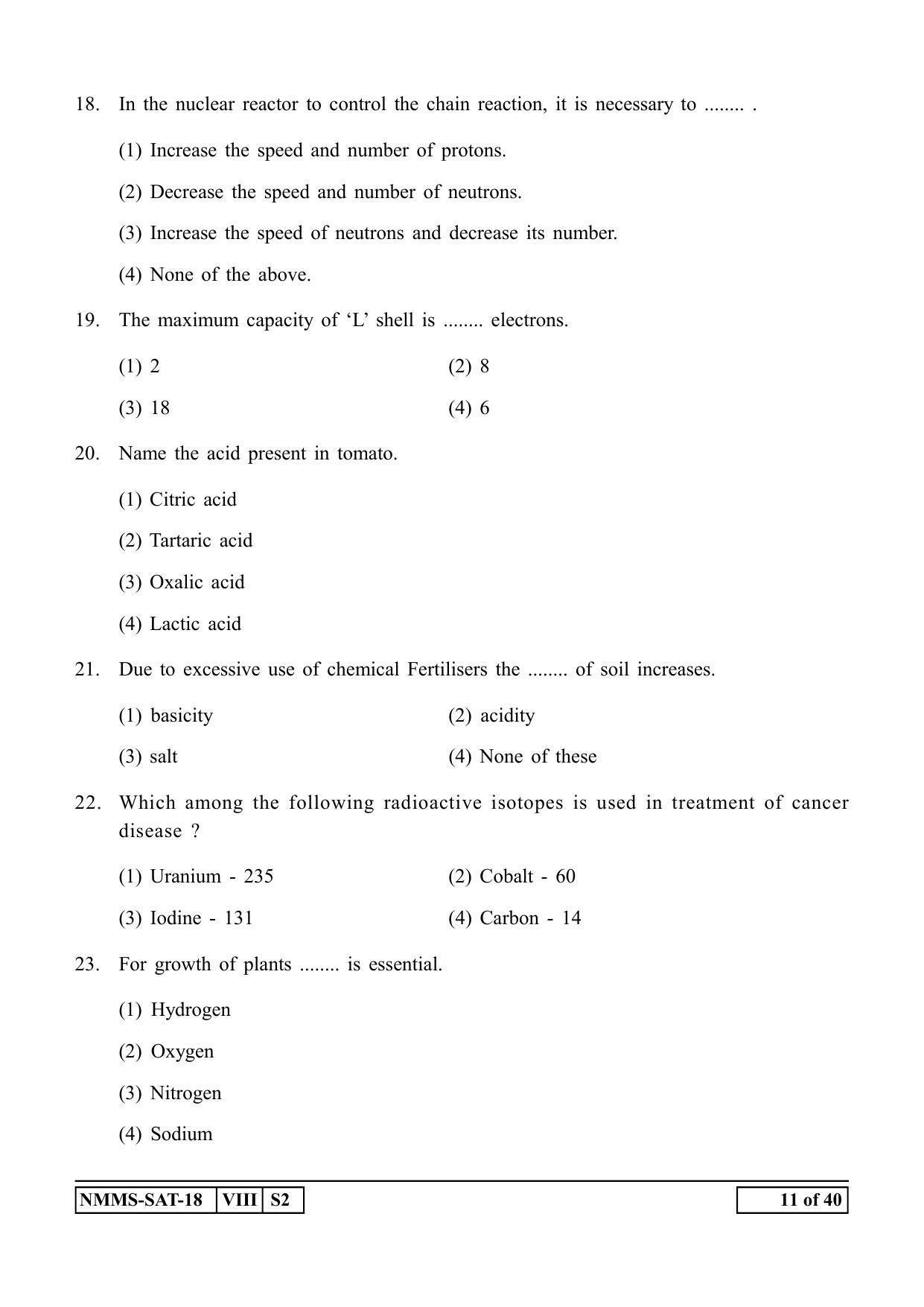 SAT URDU 2018-19 Class 8 Maharashtra NMMS Question Papers - Page 11
