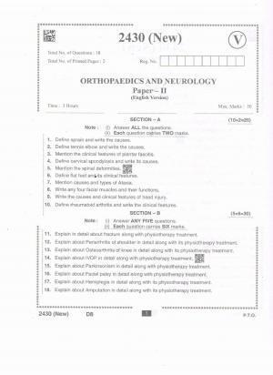 AP Intermediate 2nd Year Vocational Question Paper September-2021 - Orthopedics&Neurology-II