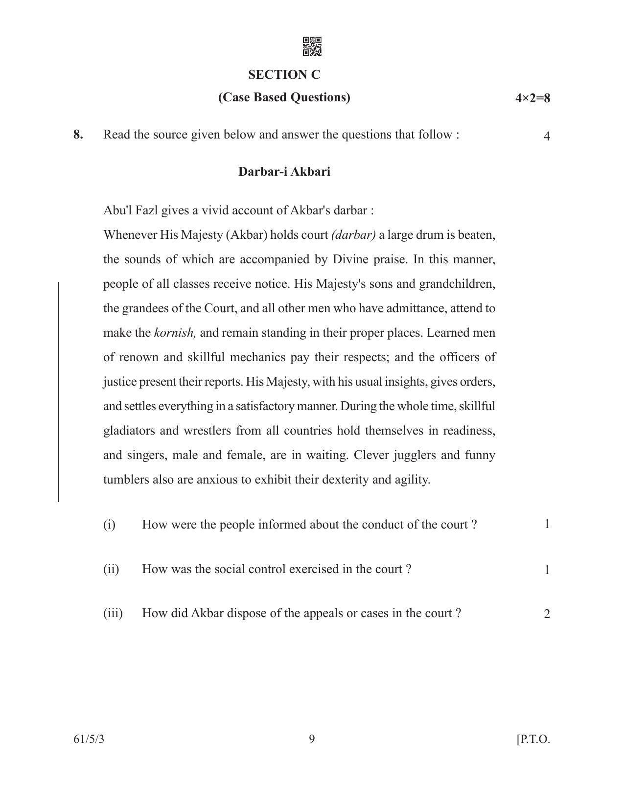 CBSE Class 12 61-5-3 History 2022 Question Paper - Page 9