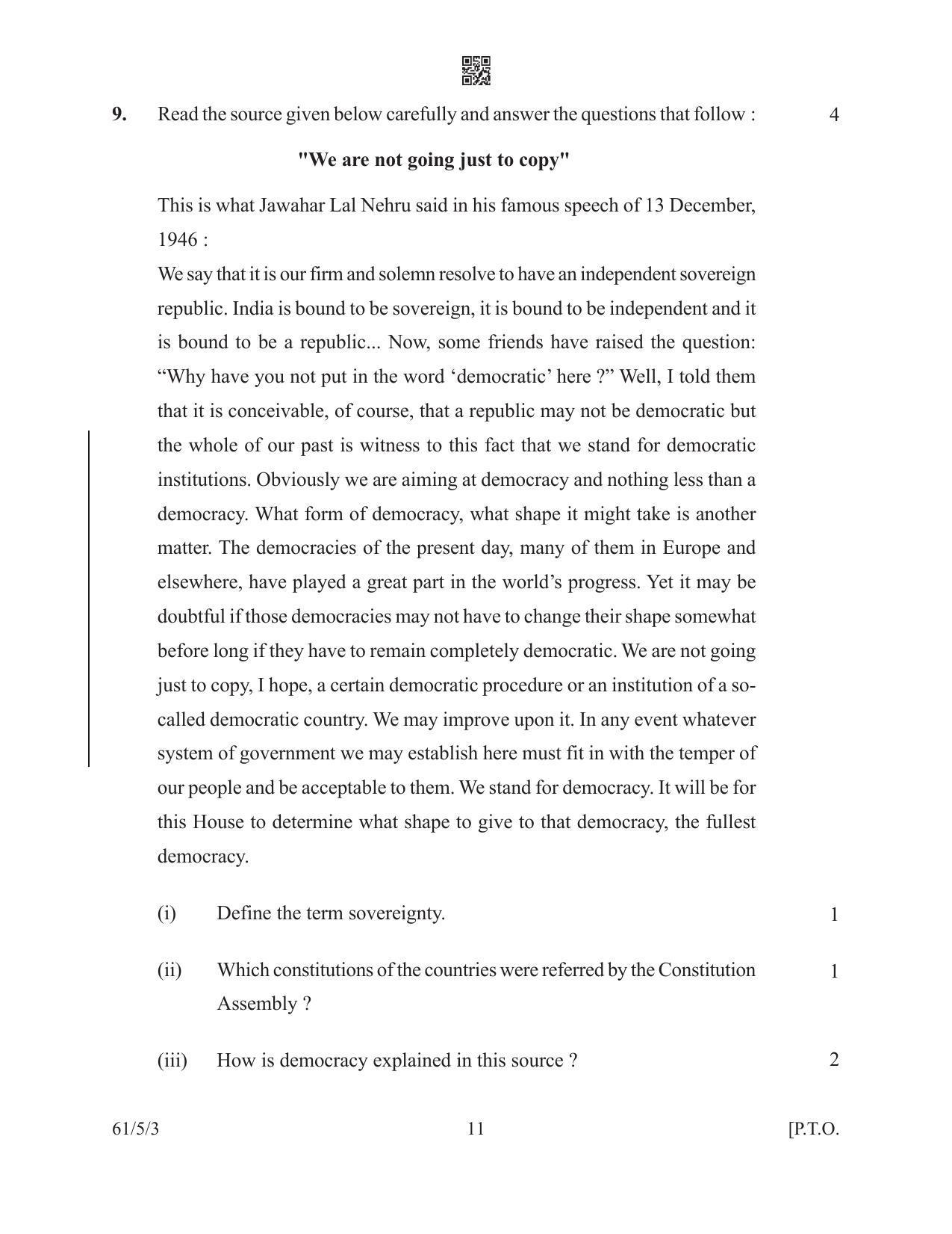 CBSE Class 12 61-5-3 History 2022 Question Paper - Page 11