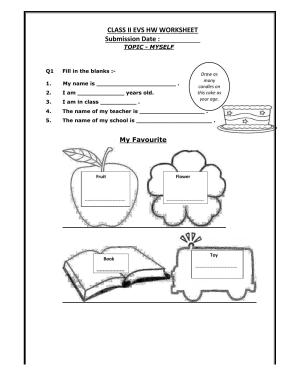 Worksheets for Class 2 EVS Assignment 40 Myself