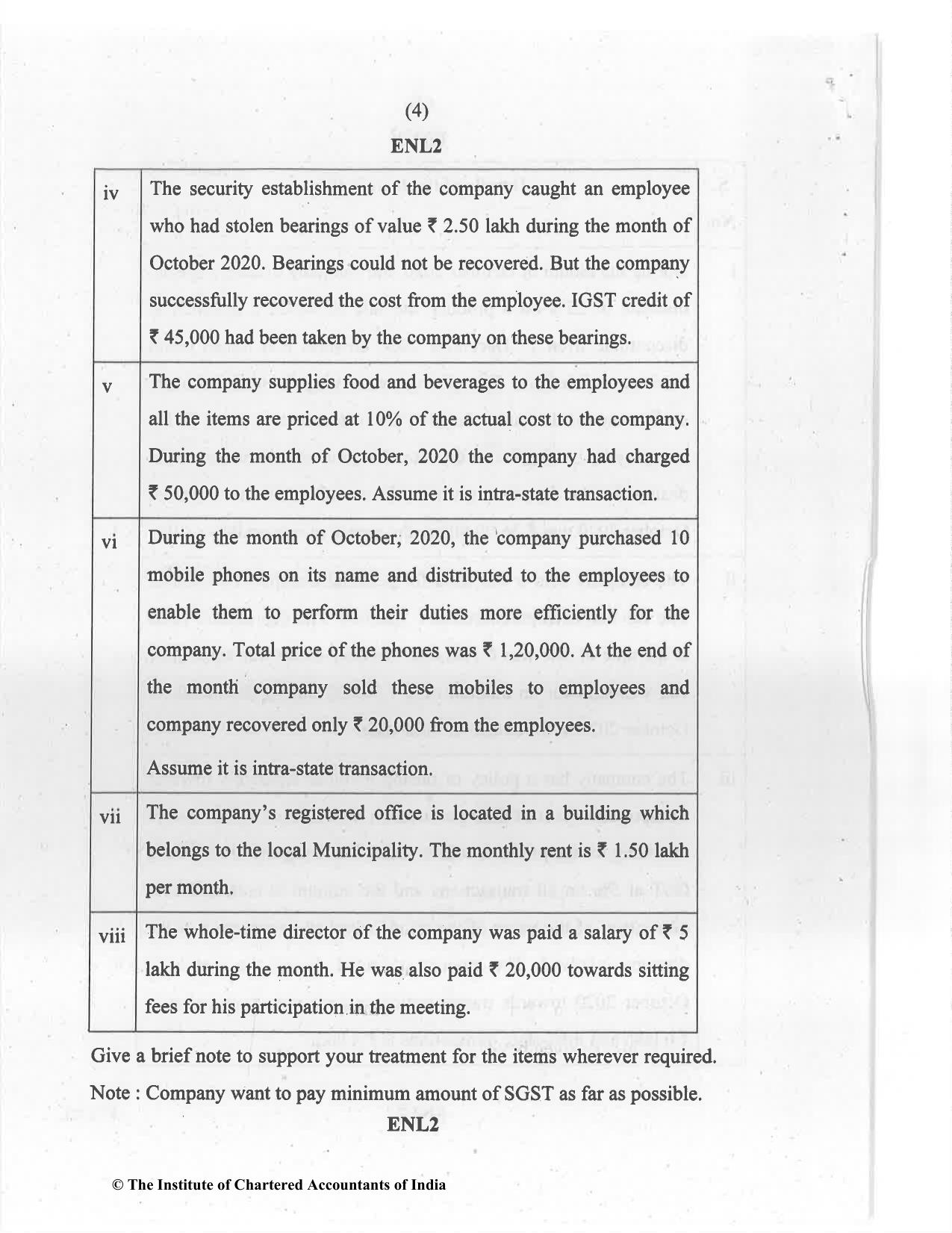 CA Final Jul 2021 Question Paper - Paper 8 – Indirect Tax Laws - Page 4