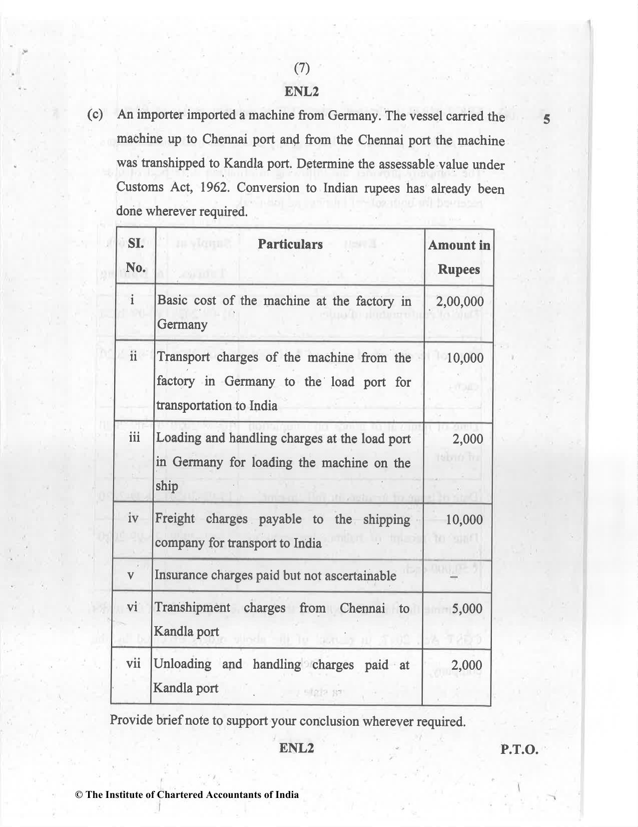 CA Final Jul 2021 Question Paper - Paper 8 – Indirect Tax Laws - Page 7