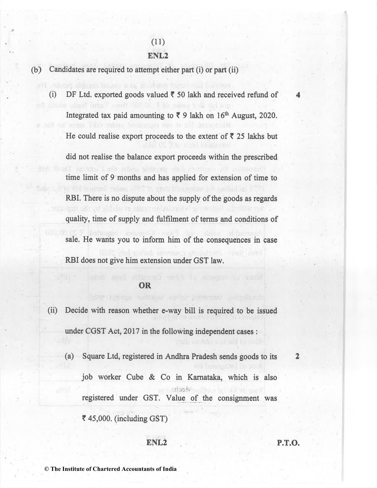 CA Final Jul 2021 Question Paper - Paper 8 – Indirect Tax Laws - Page 11