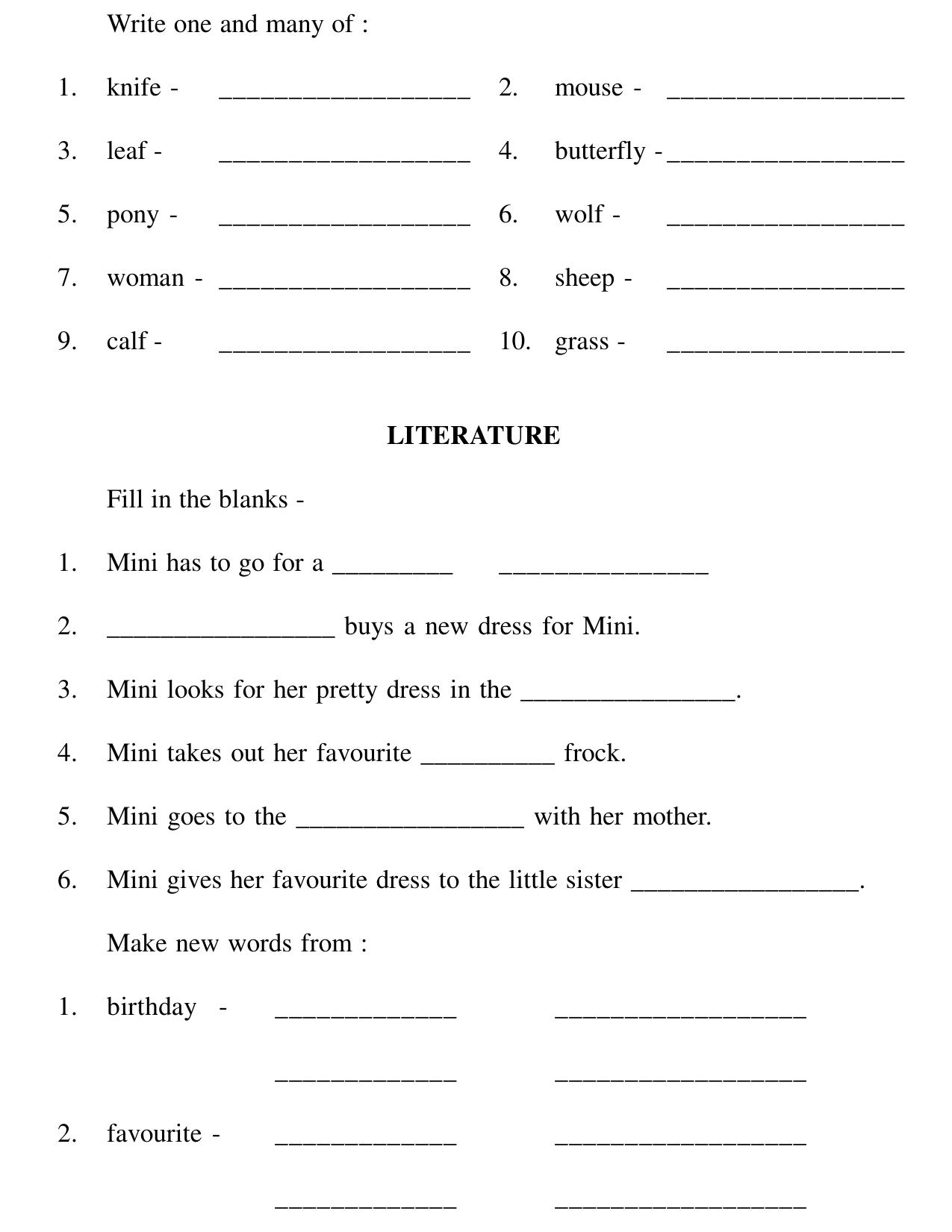 Worksheet for Class 1 English Assignment 69 - Page 5