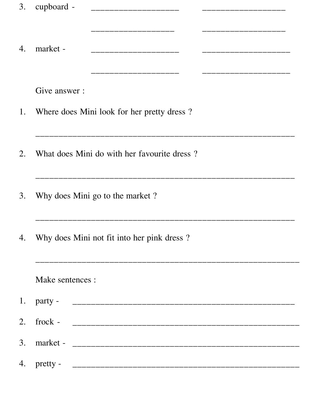 Worksheet for Class 1 English Assignment 69 - Page 6