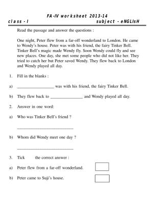Worksheet for Class 1 English Assignment 69