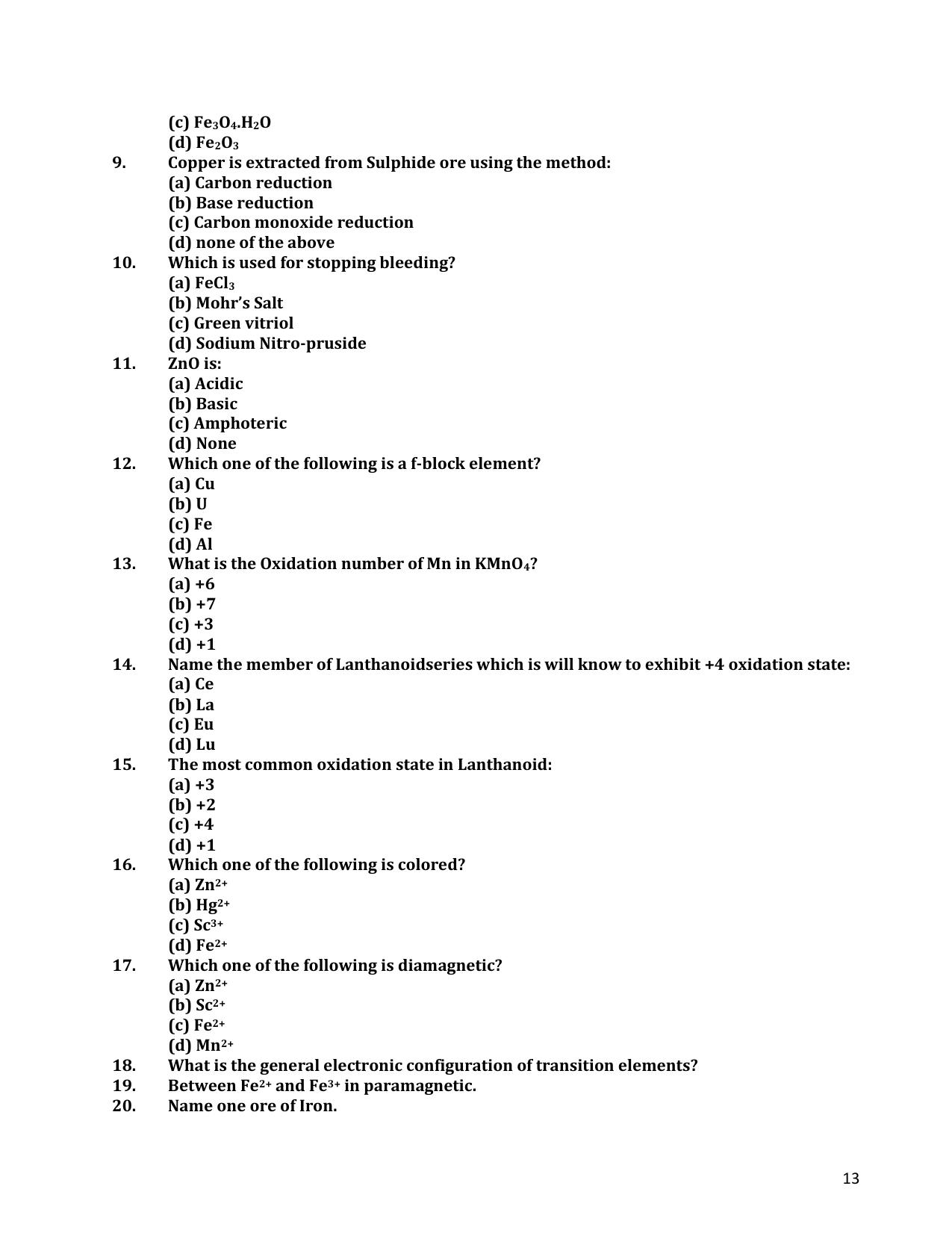 CHSE Odisha Class 12 CHEMISTRY (1ST PHASE) Question Bank - Page 13