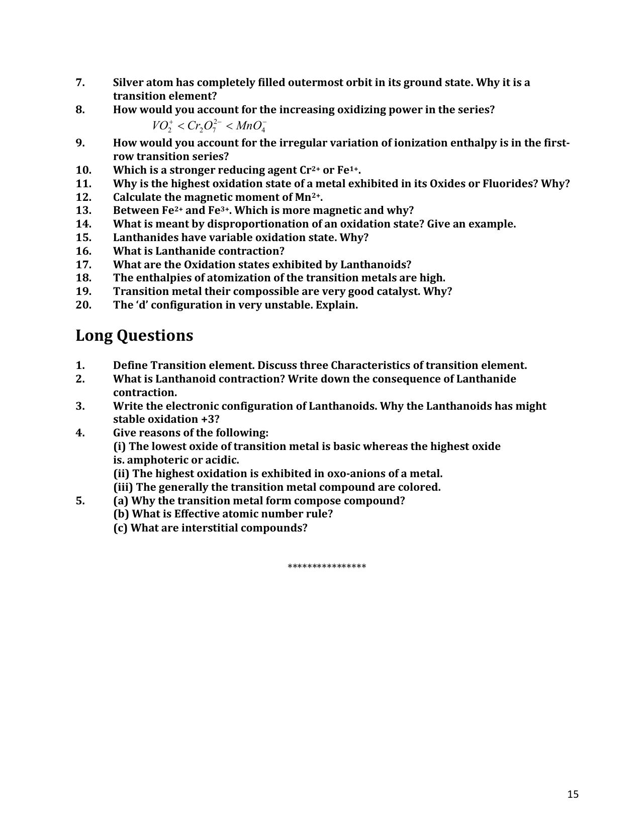 CHSE Odisha Class 12 CHEMISTRY (1ST PHASE) Question Bank - Page 15