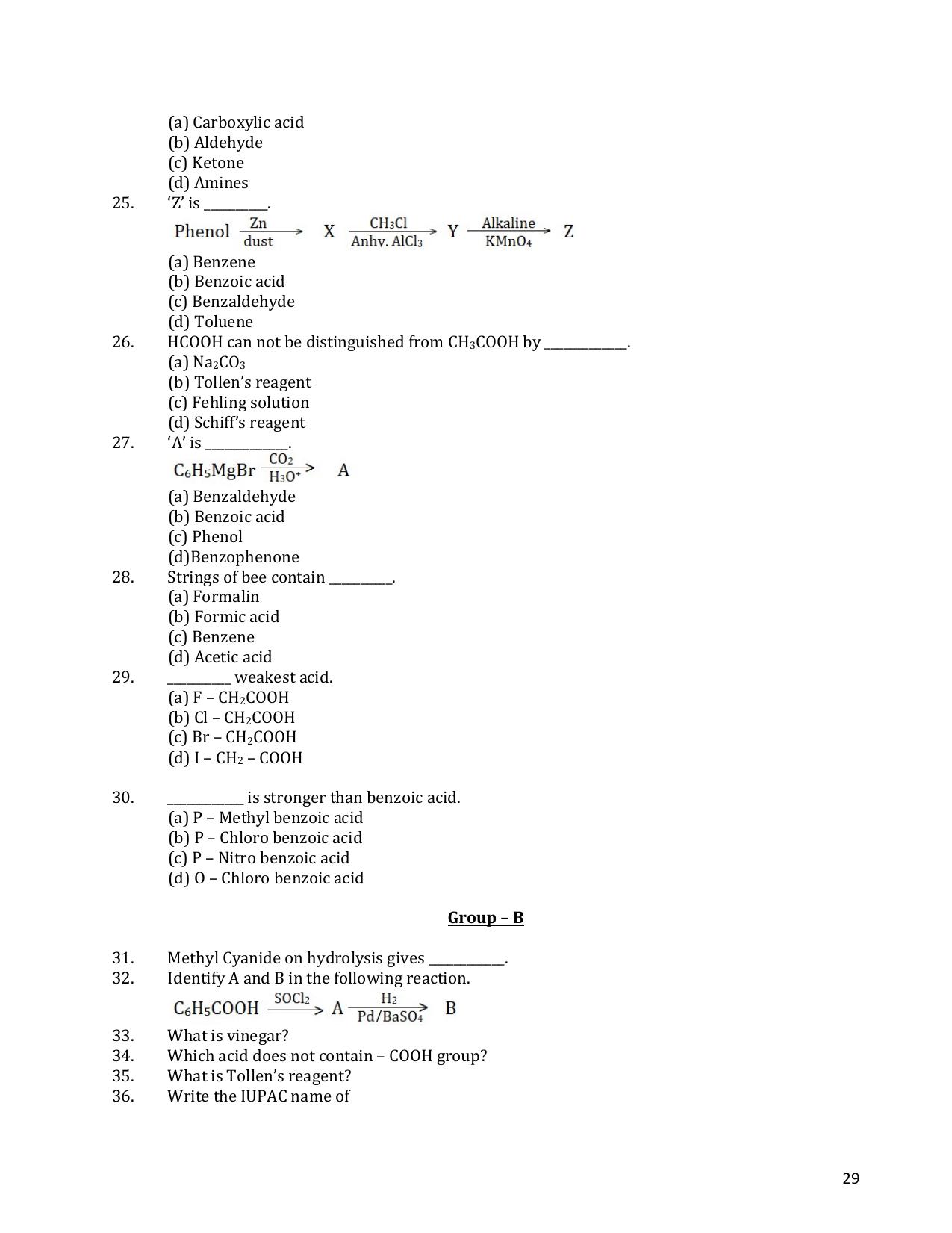 CHSE Odisha Class 12 CHEMISTRY (1ST PHASE) Question Bank - Page 29