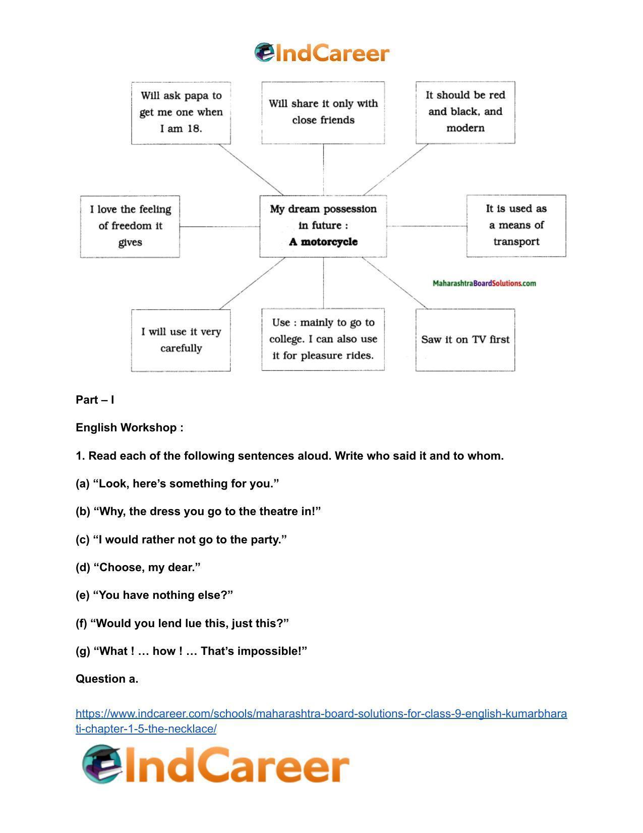 Maharashtra Board Solutions for Class 9- English Kumarbharati: Chapter 1.5- The Necklace - Page 5
