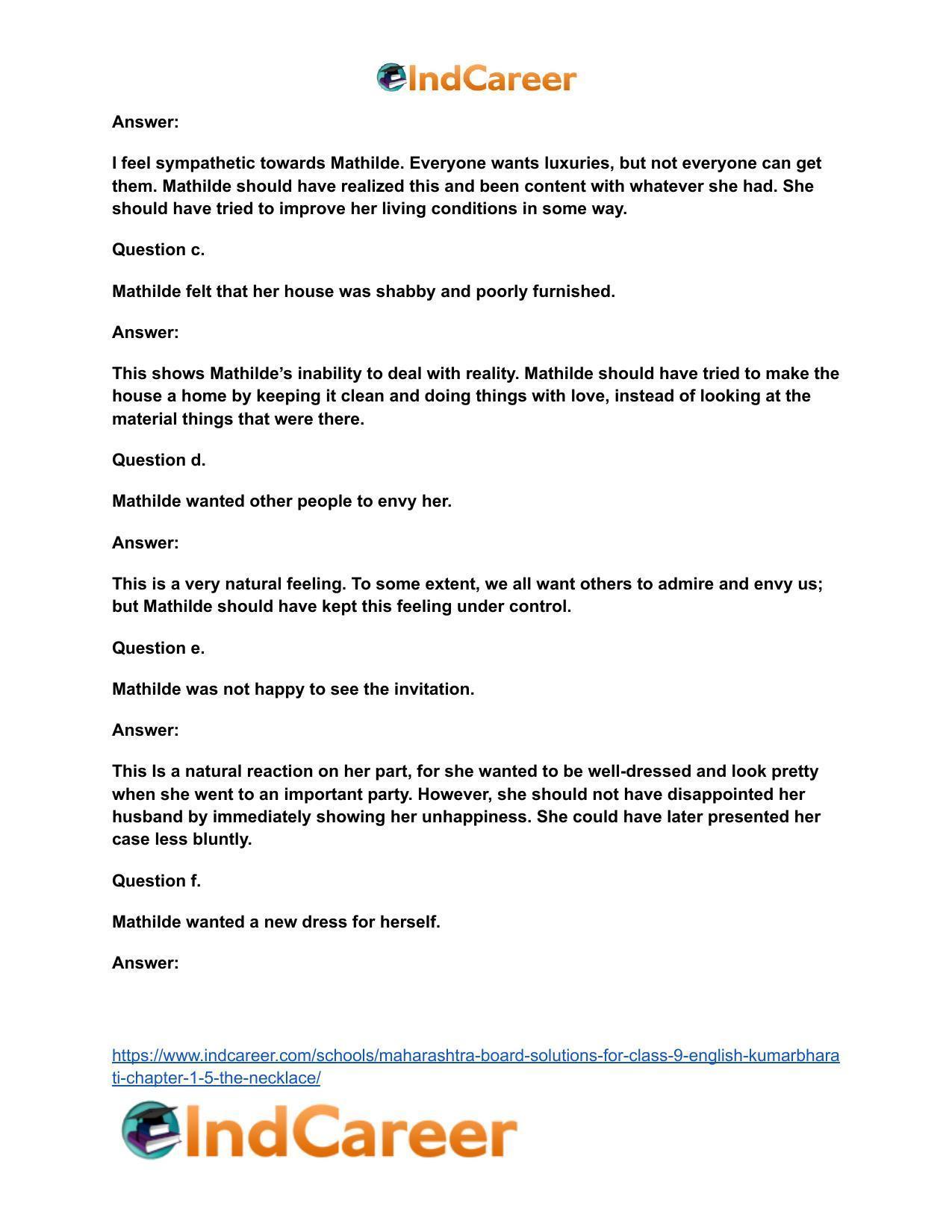 Maharashtra Board Solutions for Class 9- English Kumarbharati: Chapter 1.5- The Necklace - Page 8