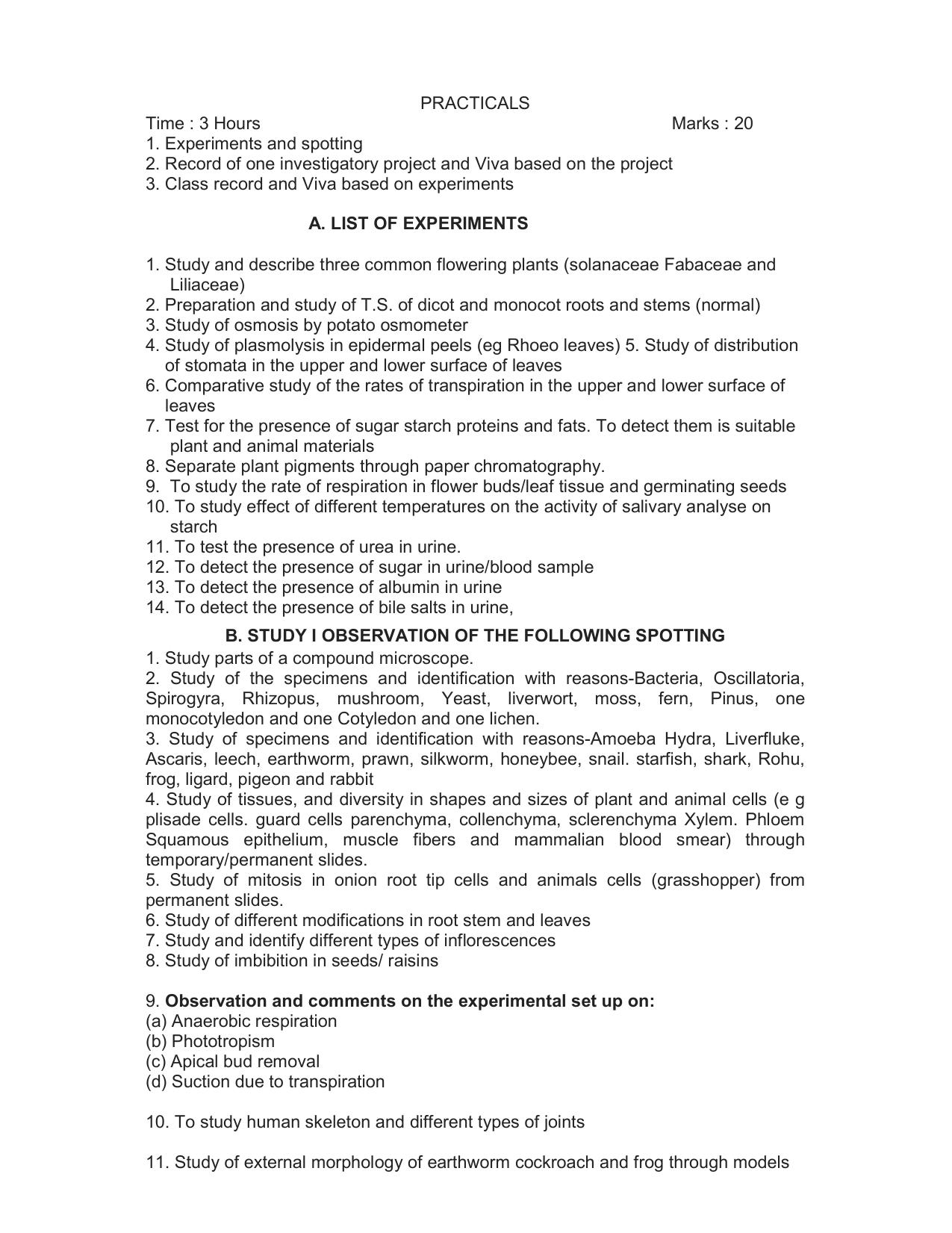 HP Board Class 11th Syllabus for Biology - Page 2