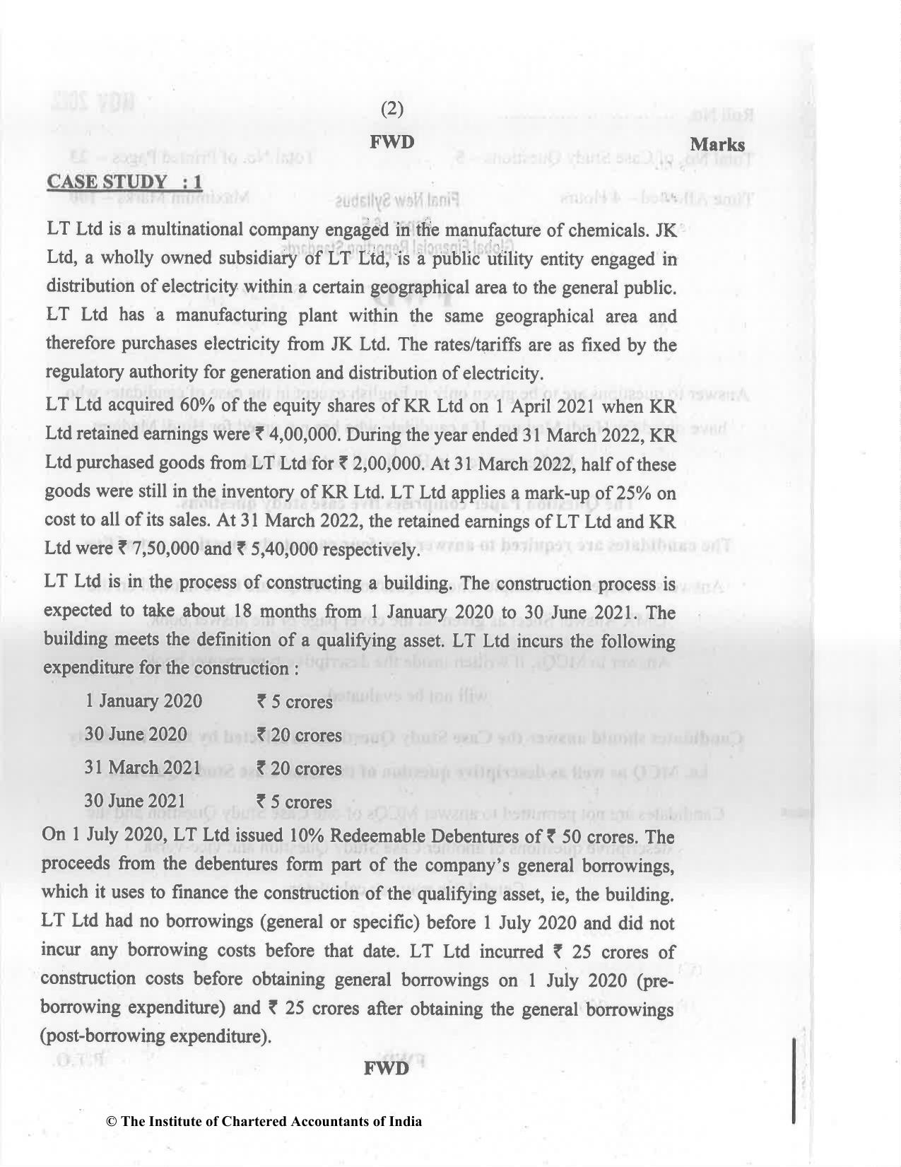 CA Final Nov 2022 Question Paper - Paper 6E – Global Financial Reporting Standards - Page 2