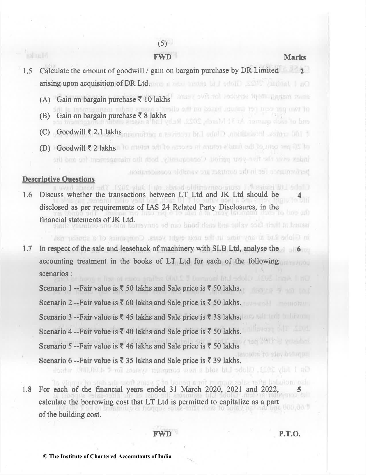 CA Final Nov 2022 Question Paper - Paper 6E – Global Financial Reporting Standards - Page 5