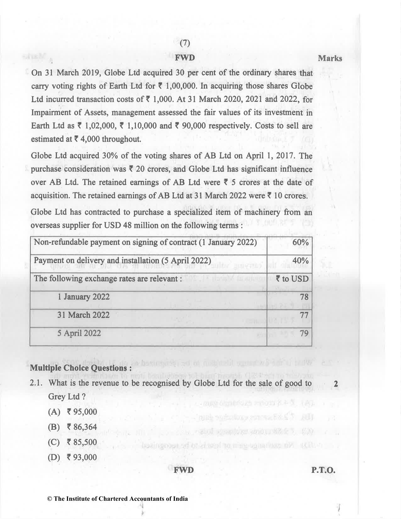 CA Final Nov 2022 Question Paper - Paper 6E – Global Financial Reporting Standards - Page 7