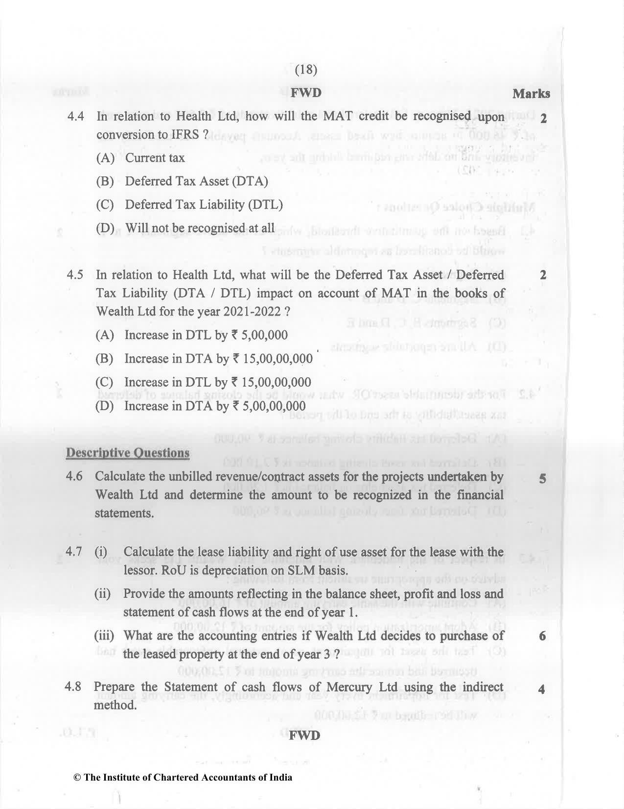 CA Final Nov 2022 Question Paper - Paper 6E – Global Financial Reporting Standards - Page 18