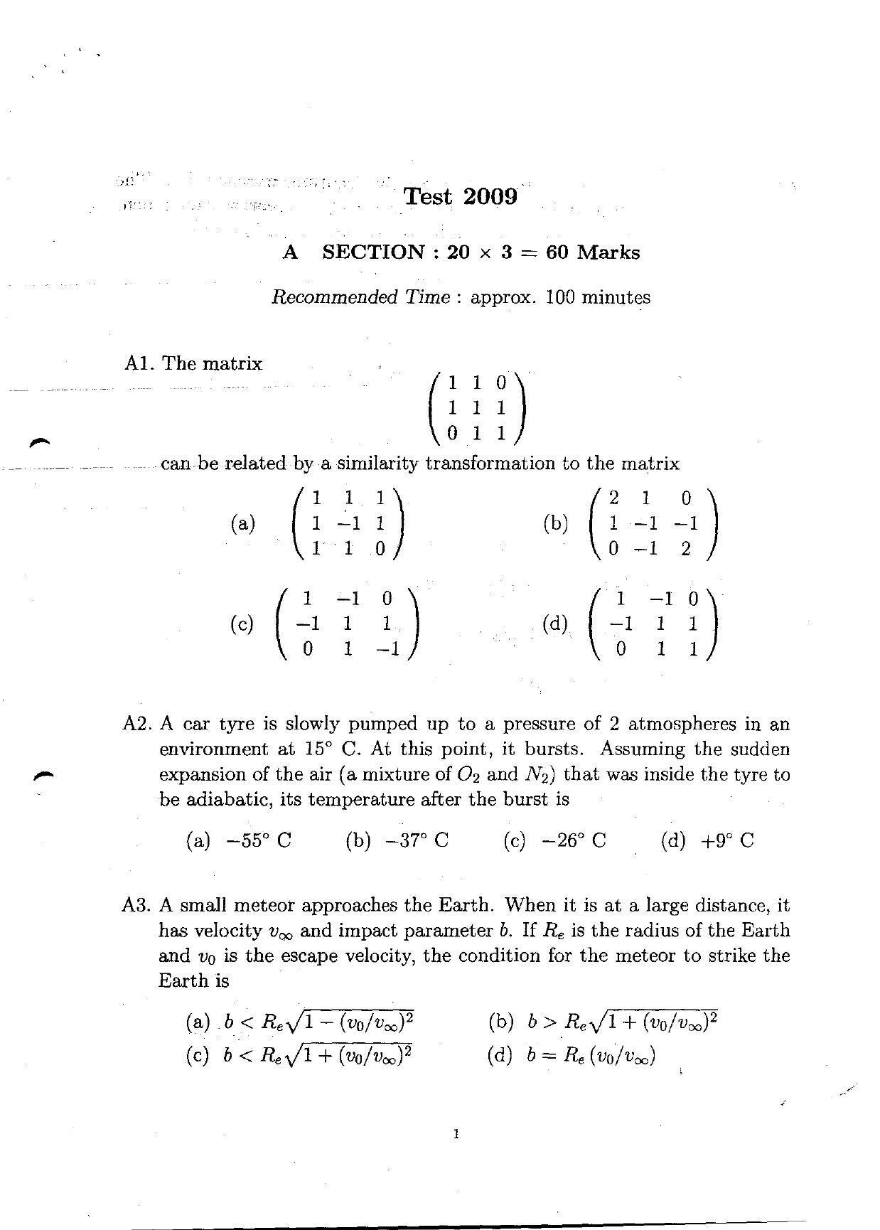 TIFR GS 2010 Physics Question Paper - Page 3