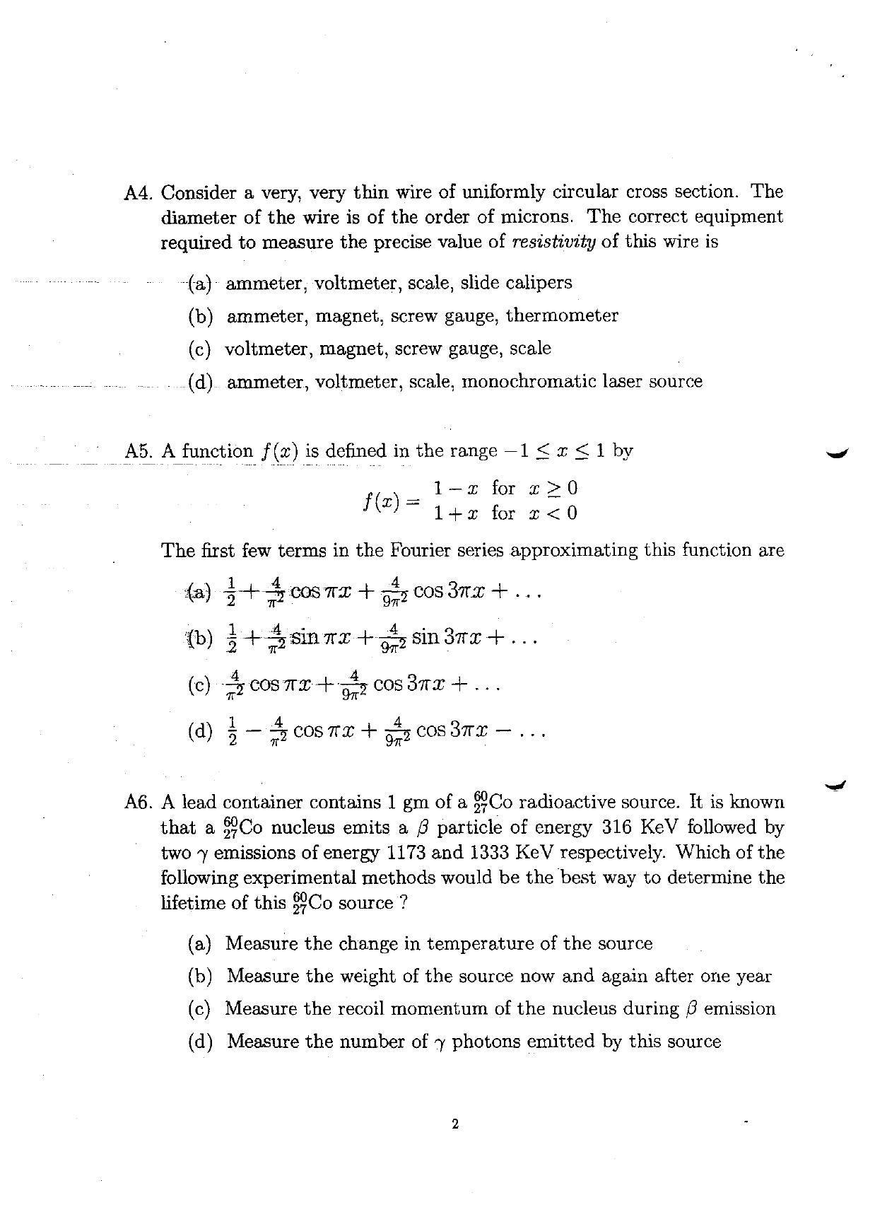 TIFR GS 2010 Physics Question Paper - Page 4