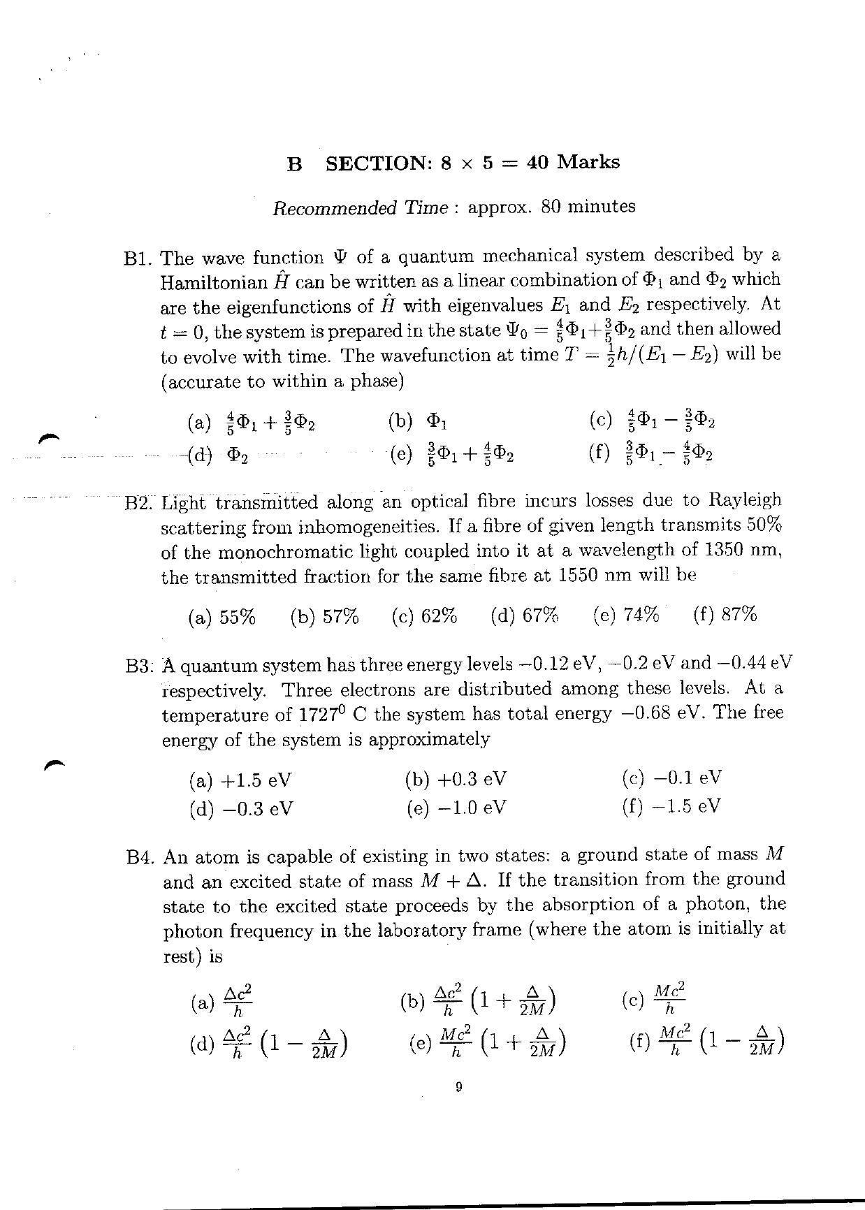 TIFR GS 2010 Physics Question Paper - Page 11
