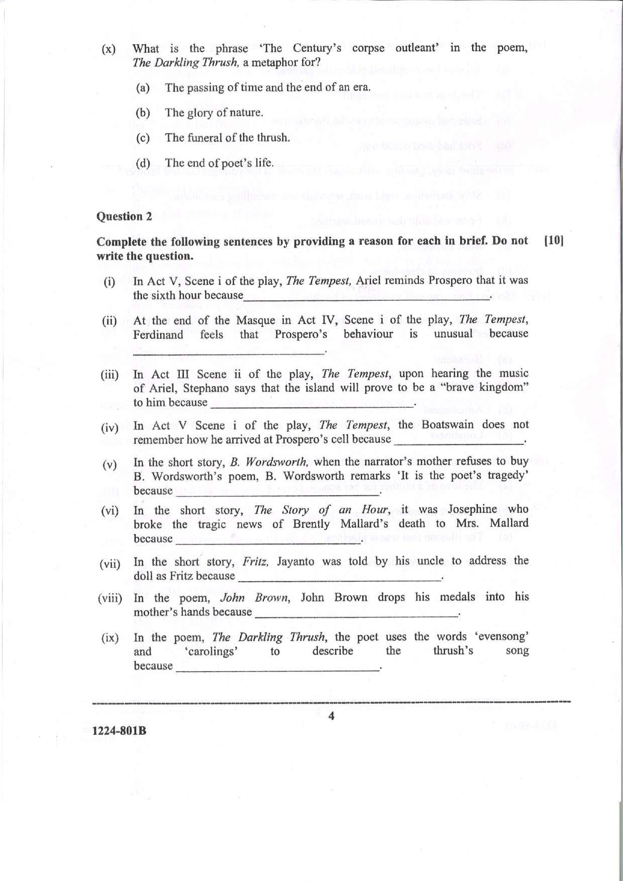 ISC Class 12 English Literature 2024 Question Paper - Page 4