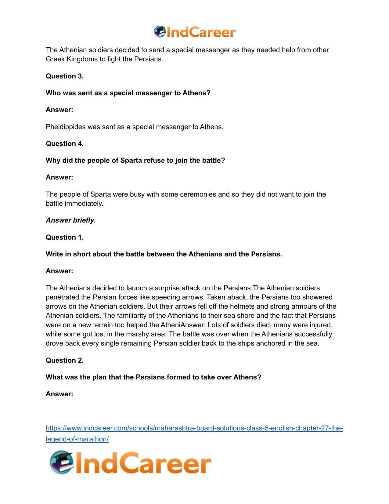 Maharashtra Board Solutions Class 5-English: Chapter 27- The Legend of Marathon - Page 5