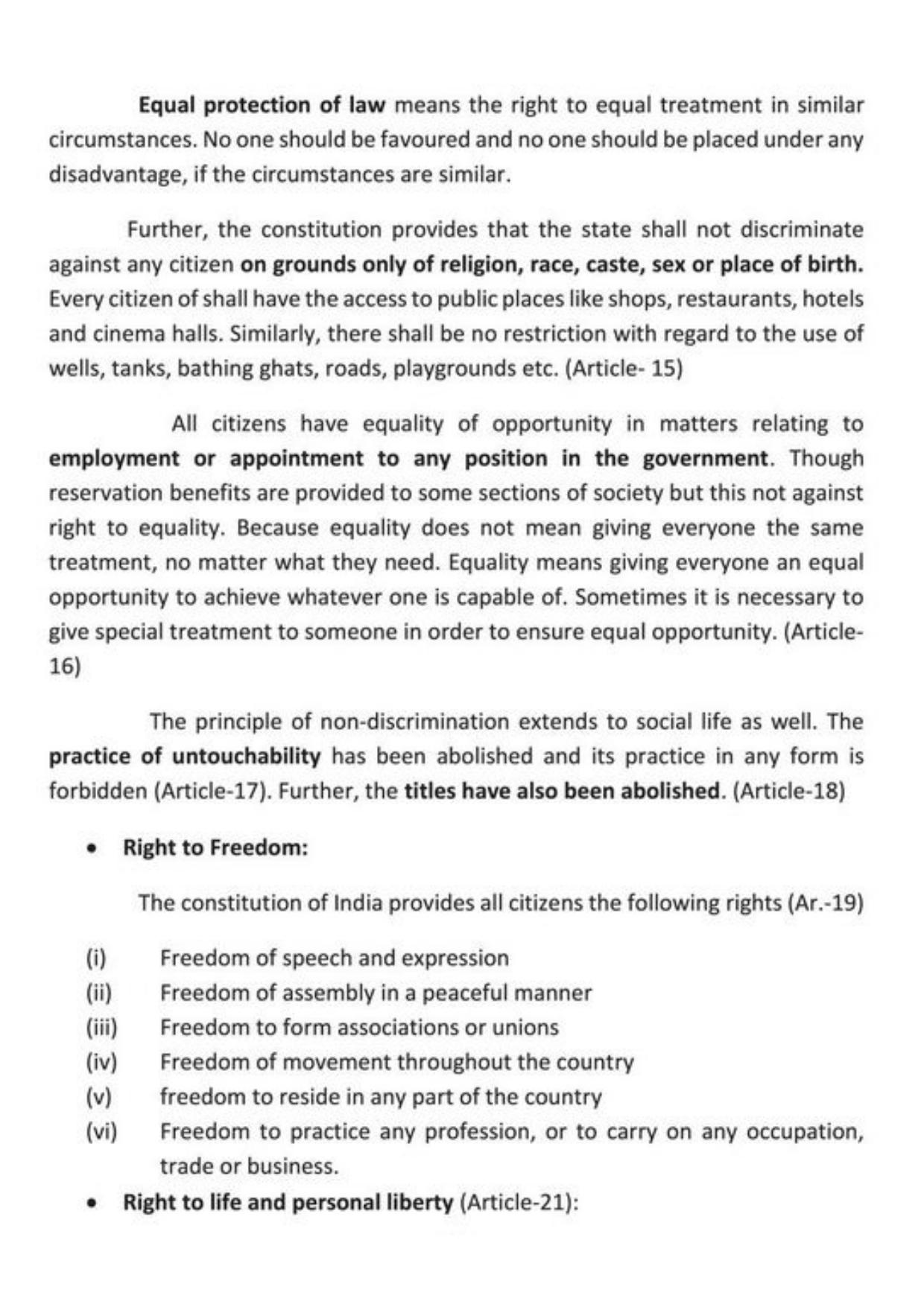 Class 9 Notes, Question & Practice Paper - Political Science (Topic 5 : Democratic Rights) - Page 3