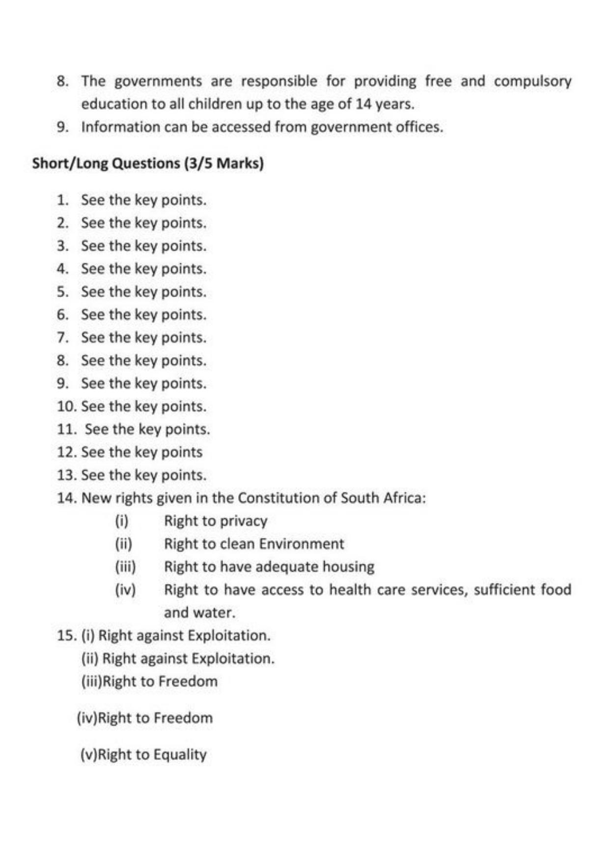 Class 9 Notes, Question & Practice Paper - Political Science (Topic 5 : Democratic Rights) - Page 10